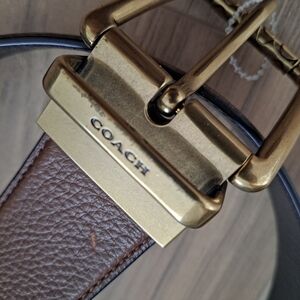 Brown Black Reversible Square Roller Buckle Coach  Belt Gold Buckle 43" Length